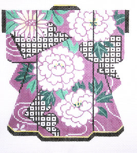 White Floral on Purple Kimono