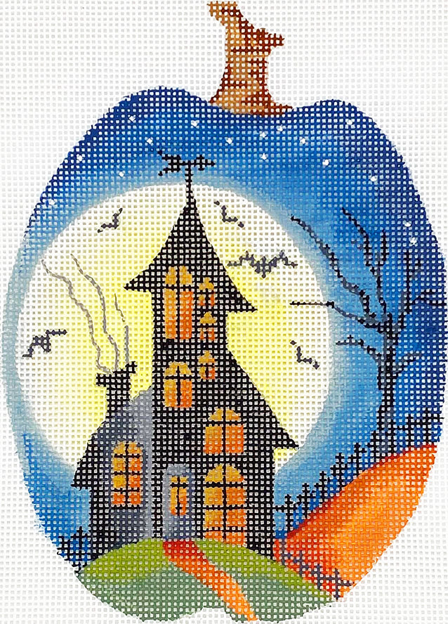 Full Moon House Silhouette Pumpkin