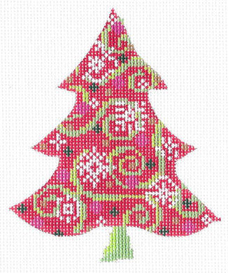 Red Swirlz-n-Snowflakes Tree Stitch Guide