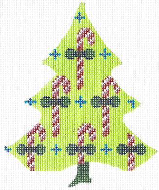 Candy Canes on a Chartreuse Tree Stitch Guide
