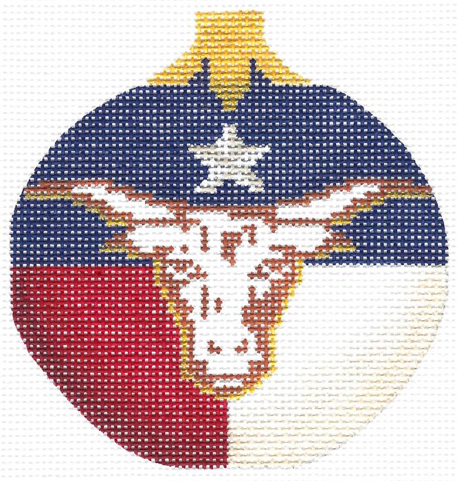Lone Star w/ Long Horn Round Ornament