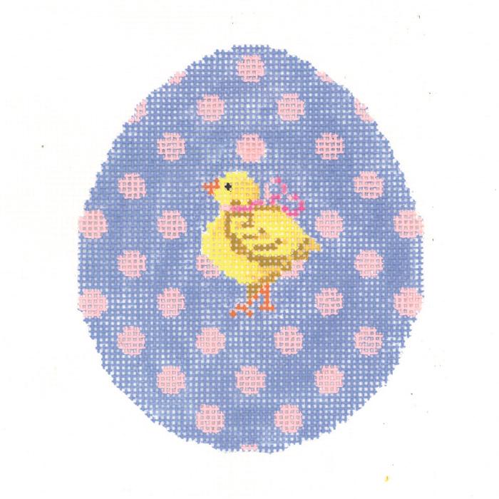 Pink Polka-Dot on Periwinkle Chick Egg