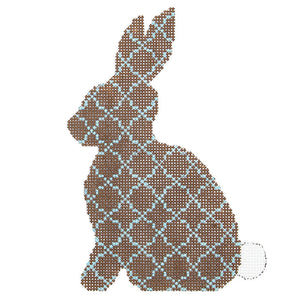 Chocolate & Aqua Quatrefoil Standing Hare