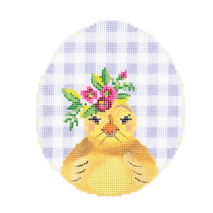 Chick with Flower Crown on Lilac Gingham