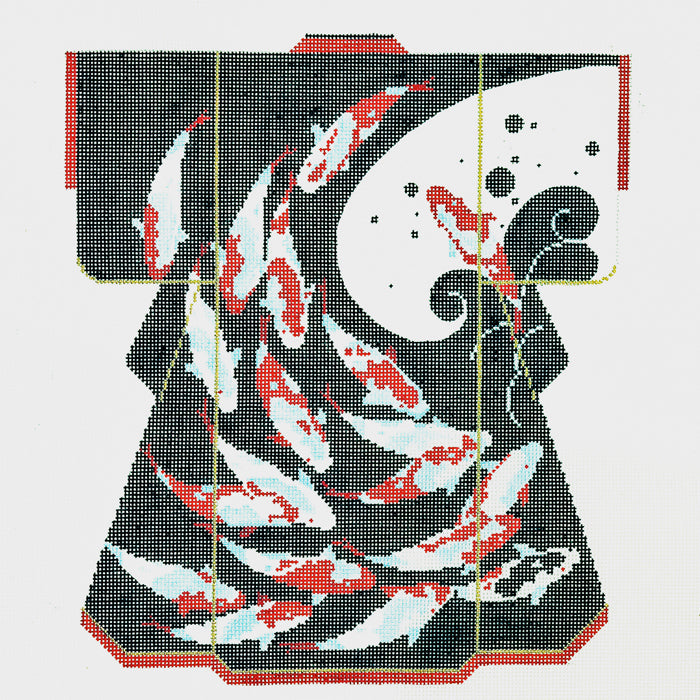 Koi on Black Large Kimono