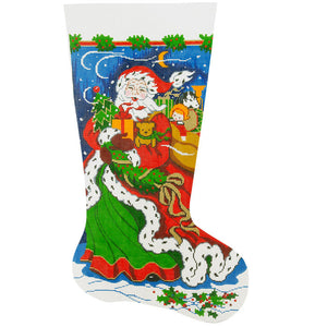 Windblown Santa Stocking